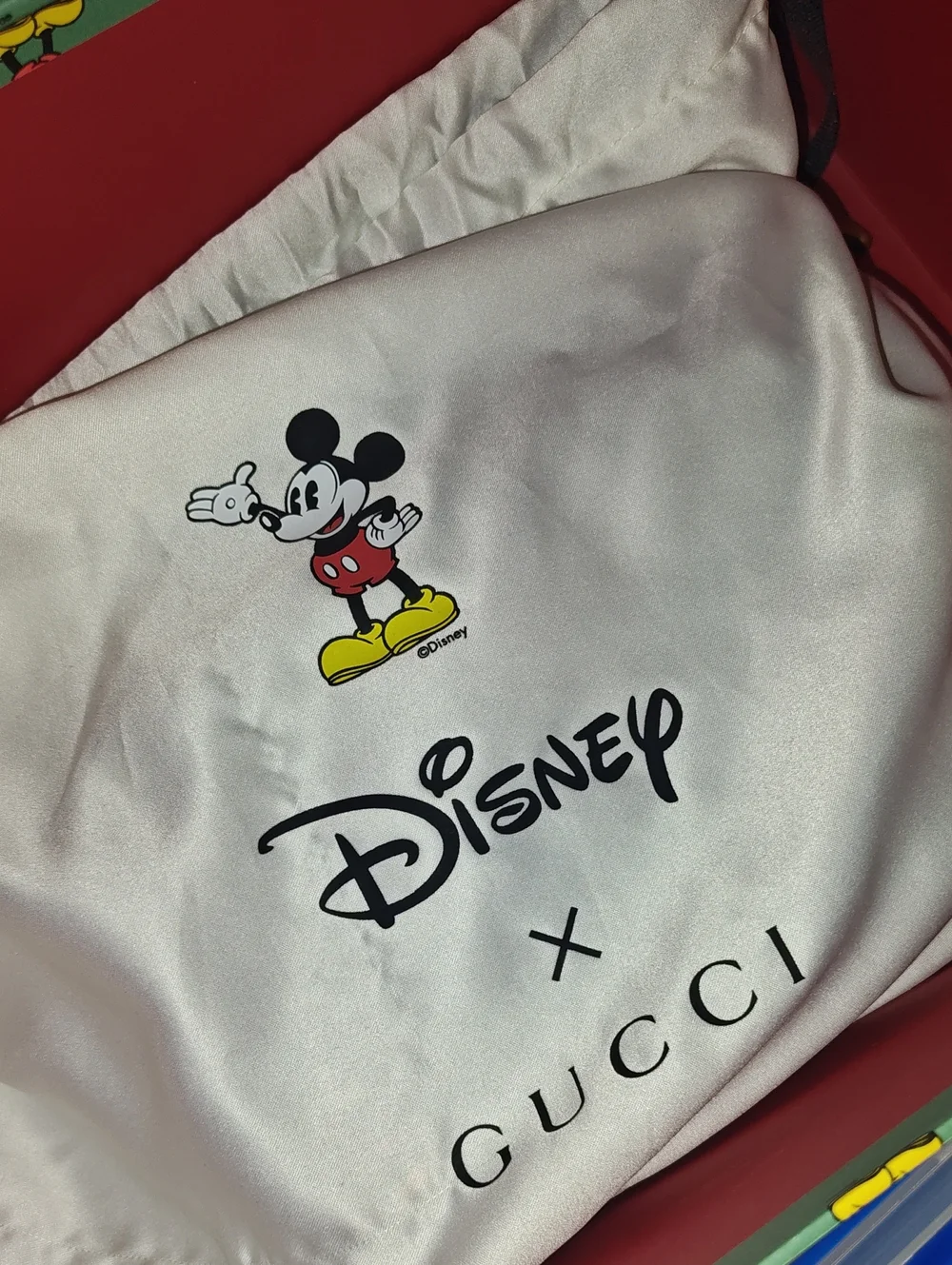Guccix Disney Mickey Mouse GG Supreme Coated Canvas Crossbody Bag Brown
